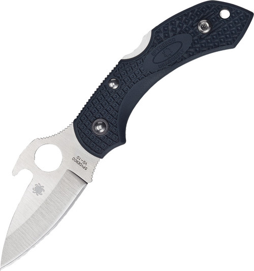 Spyderco Dragonfly 2 Emerson Opener Folding Knife - 2.28" VG10 Satin Plain Blade with Wave, Dark Grayish Blue FRN Handles