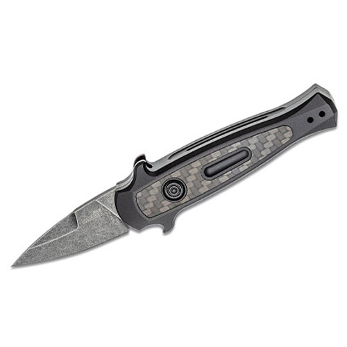 Kershaw Launch 12CA AUTO Folding Knife - 1.93" BlackWashed CPM-154 Spear Point Blade, Black Anodized Aluminum Handles w/ Carbon Fiber Inlay