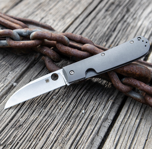 Spyderco Marcin Slysz SwayBack Folding Knife 3.53" CTS-XHP Stonewashed Wharncliffe Blade, Titanium Handles - C249TIP Spyderco Marcin Slysz SwayBack Folding Knife 3.53" CTS-XHP Stonewashed Wharncliffe Blade, Titanium Handles - C249TIP