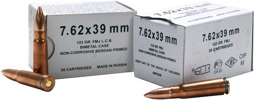 Barnaul 7.62x39 123gr FMJ Bimetal Case - 20 Rounds Per Bx Barnaul 7.62x39 123gr FMJ Bimetal Case - 20 Rounds Per Bx