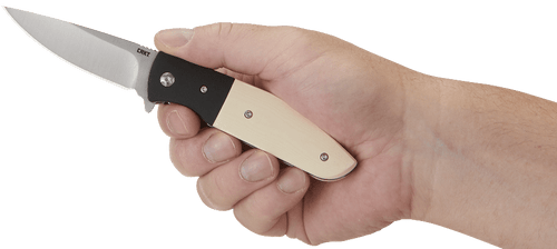 CRKT 2867 Russ Kommer Curfew Assisted Flipper Knife - 3.10" Drop Point Plain Blade, White Resin Infused Fiber Handle with Aluminum Bolsters CRKT 2867 Russ Kommer Curfew Assisted Flipper Knife - 3.10" Drop Point Plain Blade, White Resin Infused Fiber Handle with Aluminum Bolsters