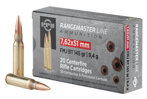 PPU Rangemaster 7.62x51mm NATO 145 gr Full Metal Jacket Boat-Tail (FMJBT) - 20 Bx/ 25 Cs