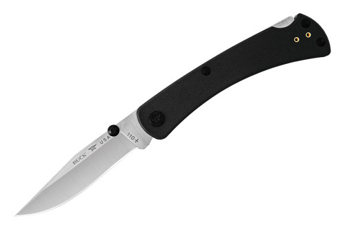 Buck 110 Slim Pro TRX Folding Knife - 3.75" S30V Plain Blade, Black G10 Handles, Cerakote Deep Carry Pocket Clip