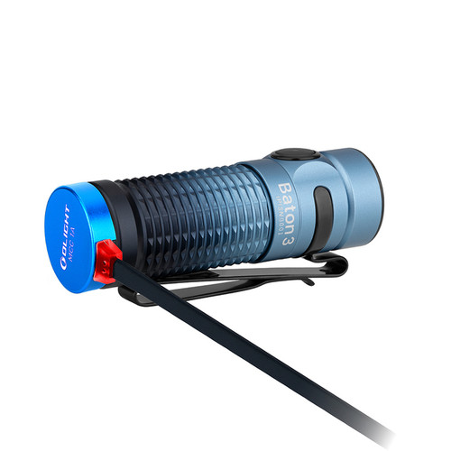 Olight Baton 3 Rechargeable Flashlight - Limited Edition Deep Sea Blue - 1200 Lumens, 166 Meter Beam