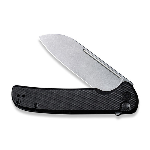 Civivi Chevalier Button Lock Folding Knife - 3.46" 14C28N Stonewashed Sheepsfoot Blade, Black G10 Handles Civivi Chevalier Button Lock Folding Knife - 3.46" 14C28N Stonewashed Sheepsfoot Blade, Black G10 Handles
