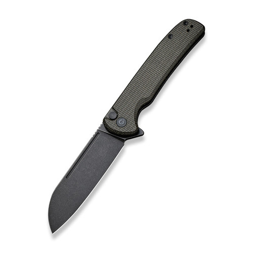 Civivi Chevalier Button Lock Folding Knife - 3.46" 14C28N Blackwash Sheepsfoot Blade, Dark Green G10 Handles Civivi Chevalier Button Lock Folding Knife - 3.46" 14C28N Blackwash Sheepsfoot Blade, Dark Green G10 Handles