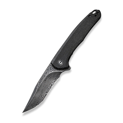 CIVIVI Knives Mini Sandbar Flipper Knife - 2.95" Damascus Recurve Blade, Black Micarta Handles CIVIVI Knives Mini Sandbar Flipper Knife - 2.95" Damascus Recurve Blade, Black Micarta Handles