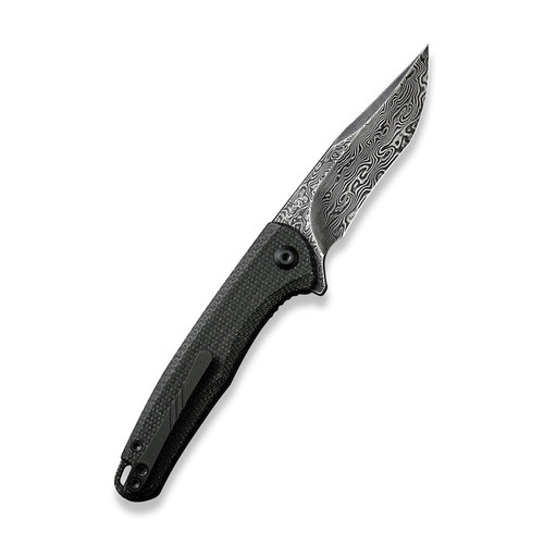 CIVIVI Knives Mini Sandbar Flipper Knife - 2.95" Damascus Recurve Blade, Black Micarta Handles CIVIVI Knives Mini Sandbar Flipper Knife - 2.95" Damascus Recurve Blade, Black Micarta Handles