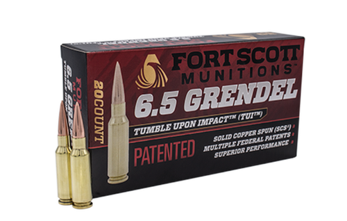 Fort Scott Munitions 65GR-123-SCV2 Tumble Upon Impact (TUI) 6.5 Grendel 123 gr Solid Copper Spun 20 Bx