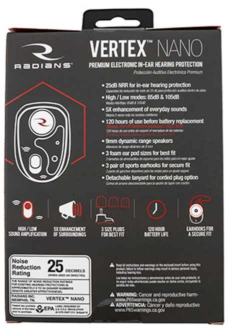 Radians VX-NANO40 Vertex Nano Wireless Electronic Earbuds 25 dB In The Ear Tan for Adults 1 Pair Radians VX-NANO40 Vertex Nano Wireless Electronic Earbuds 25 dB In The Ear Tan for Adults 1 Pair