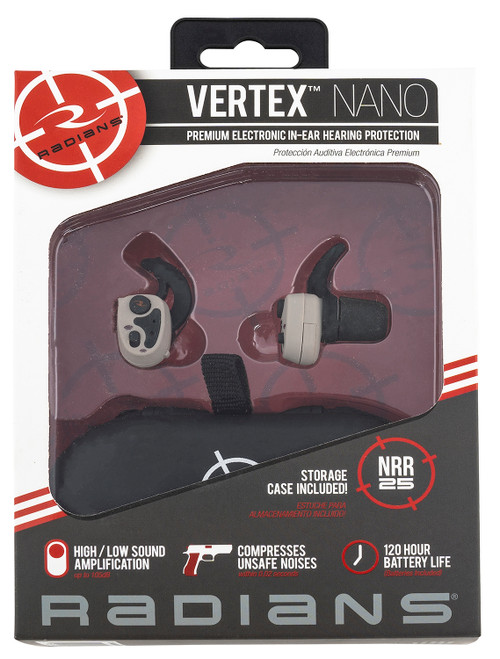 Radians VX-NANO40 Vertex Nano Wireless Electronic Earbuds 25 dB In The Ear Tan for Adults 1 Pair