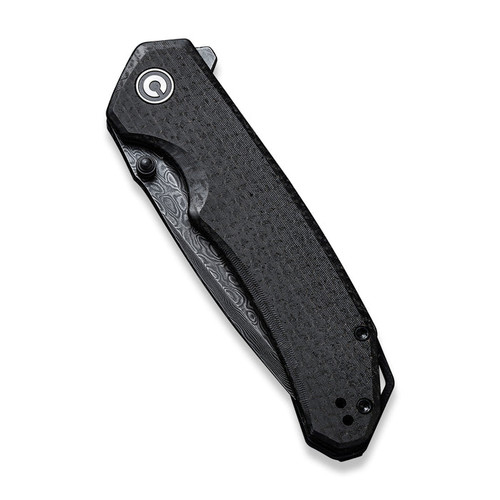 CIVIVI Knives Brazen Flipper Knife - 3.46" Damascus Tanto Blade, Coarse Black Micarta Handles CIVIVI Knives Brazen Flipper Knife - 3.46" Damascus Tanto Blade, Coarse Black Micarta Handles