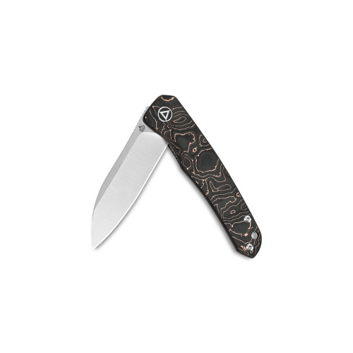 QSP Knives Otter Flipper Knife - 2.70" CPM-S35VN Satin Modified Sheepsfoot Blade, Copper Foil Carbon Fiber Handles QSP Knives Otter Flipper Knife - 2.70" CPM-S35VN Satin Modified Sheepsfoot Blade, Copper Foil Carbon Fiber Handles
