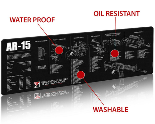 TekMat AR-15 Rifle Cleaning Mat - 12"x36", Black, Includes Small Microfiber TekTowel, Packed In Tube TekMat AR-15 Rifle Cleaning Mat - 12"x36", Black, Includes Small Microfiber TekTowel, Packed In Tube