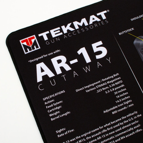 TekMat AR-15 Cutaway Ultra Premium Gun Cleaning Mat - 12"x36", Black, Includes Small Microfiber TekTowel, Packed In Tube