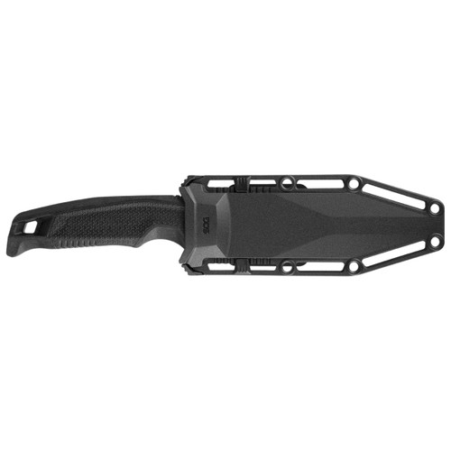 SOG Recondo FX Fixed Blade Knife - 4.61" CRYO 440C Black TiNi Clip Point Plain, Black GRN Handles, Universal Mounting System GRN Sheath SOG Recondo FX Fixed Blade Knife - 4.61" CRYO 440C Black TiNi Clip Point Plain, Black GRN Handles, Universal Mounting System GRN Sheath