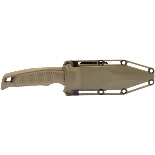 SOG Recondo FX Fixed Blade Knife - 4.61" CRYO 440C Black TiNi Clip Point Plain, FDE GRN Handles, Universal Mounting System GRN Sheath SOG Recondo FX Fixed Blade Knife - 4.61" CRYO 440C Black TiNi Clip Point Plain, FDE GRN Handles, Universal Mounting System GRN Sheath
