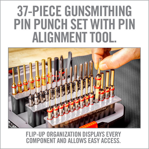 Real Avid Accu-Punch Master Set - 37 Piece Punch Set, Includes 13 Nickel Plated Flat Tip Punches, 13 Nickel Plated Roll Pin Punches, 7 Brass Punches, 2 Flat Sided Punches, 1 Nylon Punch, 1 Taper Punch, 1 Pair of Plastic Tweezers Real Avid Accu-Punch Master Set - 37 Piece Punch Set, Includes 13 Nickel Plated Flat Tip Punches, 13 Nickel Plated Roll Pin Punches, 7 Brass Punches, 2 Flat Sided Punches, 1 Nylon Punch, 1 Taper Punch, 1 Pair of Plastic Tweezers
