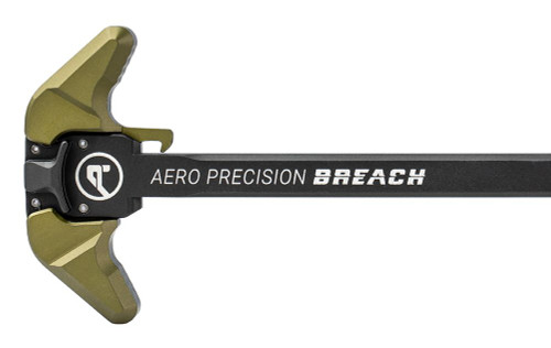 Aero Precision BREACH AR-10 Ambidextrous Charging Handle - Large Lever, Gas Deflection Shelf, Anodized Finish, OD Green Aero Precision BREACH AR-10 Ambidextrous Charging Handle - Large Lever, Gas Deflection Shelf, Anodized Finish, OD Green