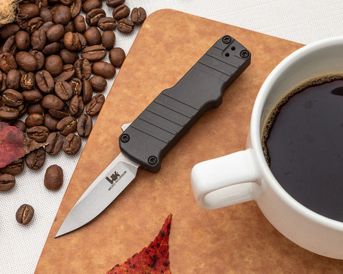 HK Knives Micro Incursion OTF AUTO Knife - 1.95" 154CM Stonewashed Clip Point Plain Blade, Gray Aluminum Handles HK Knives Micro Incursion OTF AUTO Knife - 1.95" 154CM Stonewashed Clip Point Plain Blade, Gray Aluminum Handles