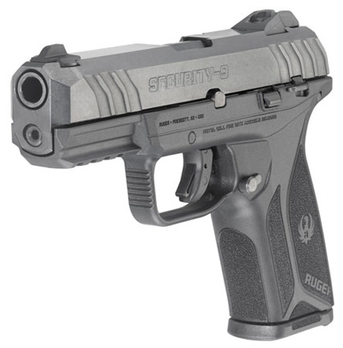 Ruger 3810 Security-9 9mm Luger Caliber with 4" Barrel, 15+1 Capacity, Black Finish Picatinny Rail/Serrated Trigger Guard Frame, Serrated Black Oxide Steel Slide & Polymer Grip Ruger 3810 Security-9 9mm Luger Caliber with 4" Barrel, 15+1 Capacity, Black Finish Picatinny Rail/Serrated Trigger Guard Frame, Serrated Black Oxide Steel Slide & Polymer Grip