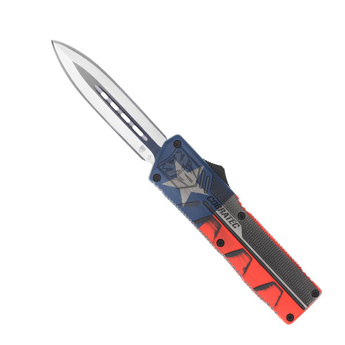 CobraTec Lightweight Texas Flag OTF Knife - 3.25 inch D2 Steel Dagger Blade