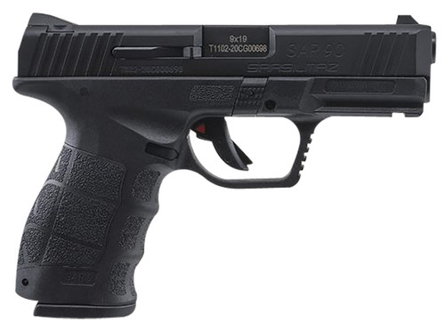 SAR USA SAR9CBL SAR9 Compact 9mm Luger Caliber with 4" Barrel, 17+1 Capacity, Overall Black Finish, Picatinny Rail/Finger Grooved Frame, Serrated Steel Slide & Interchangeable Backstrap Grip