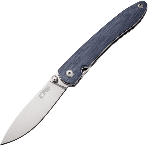 CJRB Cutlery Ria Folding Knife - 2.95" 12C27 Satin Drop Point Blade, Blue-Gray G10 Handles