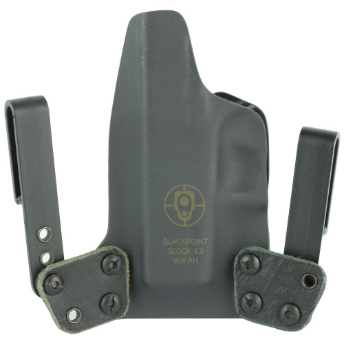 BlackPoint Tactical Mini Wing IWB Holster - Fits Glock 43, Right Hand, Black Kydex, 15 Degree Cant BlackPoint Tactical Mini Wing IWB Holster - Fits Glock 43, Right Hand, Black Kydex, 15 Degree Cant