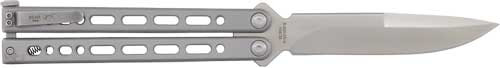 Bear OPS Bear Song VIII B-820 Bayonet Blade Butterfly Knife -  4.00" 154CM Satin Bayonet Blade, Gray Cerakote Stainless Steel Handles
