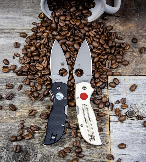 Spyderco Chaparral Sun & Moon Folding Knife 2.8" CTS-XHP Satin Plain Blade, Black and White G10 Handles with Mother of Pearl and Red G10 Inlays - C152GSMP Spyderco Chaparral Sun & Moon Folding Knife 2.8" CTS-XHP Satin Plain Blade, Black and White G10 Handles with Mother of Pearl and Red G10 Inlays - C152GSMP