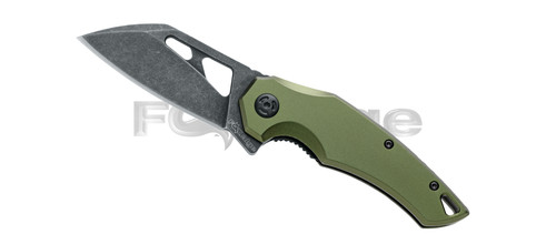 FoxEdge Atrax Linerlock Folding Knife - 3.15" Black Stonewashed 8Cr13MoV Wharncliffe Blade, Green Anodized Aluminum Handles FoxEdge Atrax Linerlock Folding Knife - 3.15" Black Stonewashed 8Cr13MoV Wharncliffe Blade, Green Anodized Aluminum Handles
