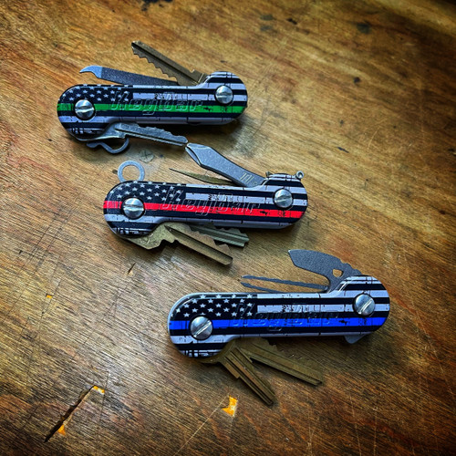 Keybar Aluminum Key Organizer - Full Size - Thin Blue Line Flag