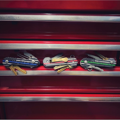 Keybar Aluminum Key Organizer - Full Size - Thin Blue Line Flag