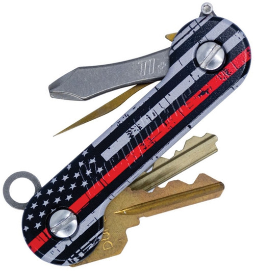 Keybar Aluminum Key Organizer - Full Size - Thin Red Line Flag