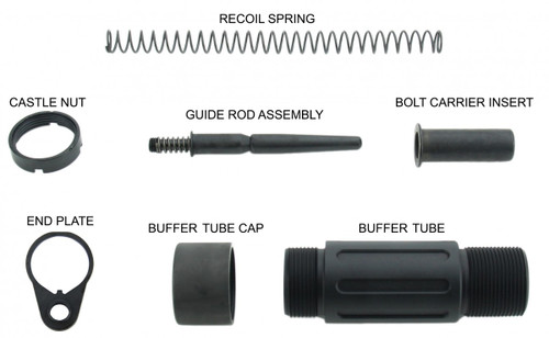 TacFire MAR139-C Short Buffer Tube System for AR Pistol Platform - Black Anodized Aluminum with QD End Plate