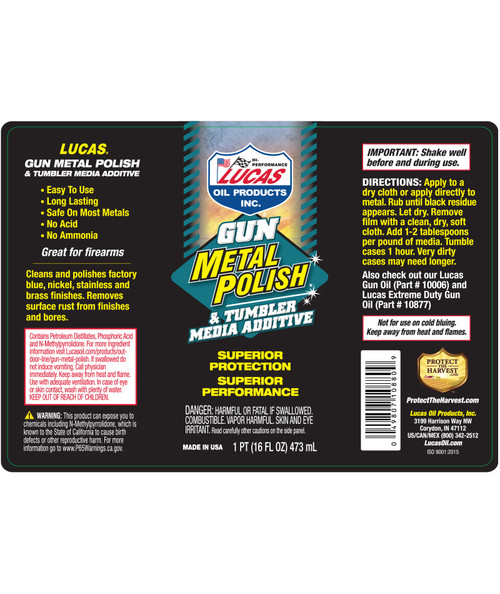 Lucas Oil Gun Metal Polish & Tumbler Media Additive - Liquid, 4oz Lucas Oil Gun Metal Polish & Tumbler Media Additive - Liquid, 4oz