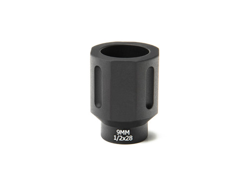 Battle Arms Development 9MM HEX FLASHCAN - Blast Diverter, Anodized Finish Black, 1/2X36 Threaded