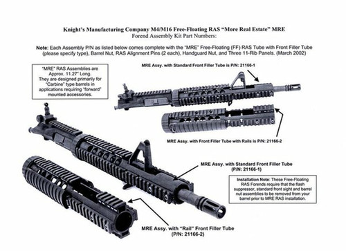 Knights Armament Company 556 MRE Free Float RAS Model B Rail - AR-15, Black Knights Armament Company 556 MRE Free Float RAS Model B Rail - AR-15, Black