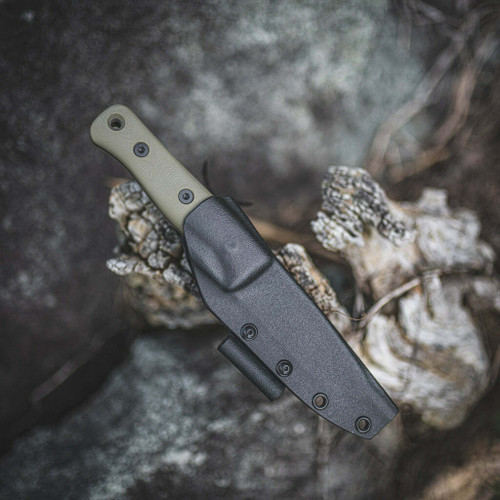 Reiff Knives F4 Bushcraft Survival Knife - 4.0" CPM 3V Drop Point Blade, OD Green G10 Handle, Kydex Sheath Reiff Knives F4 Bushcraft Survival Knife - 4.0" CPM 3V Drop Point Blade, OD Green G10 Handle, Kydex Sheath