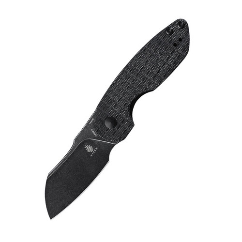 Kizer October Mini Liner Lock Knife - 2.54" 154CM Sheepsfoot Blade, Black Micarta Handles