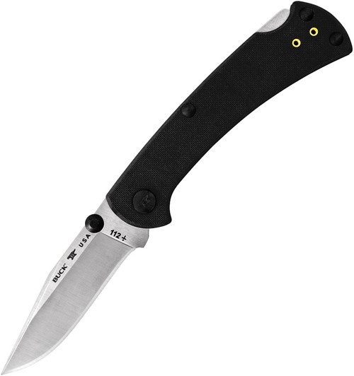 Buck 112 Slim Ranger Pro TRX Folding Knife - 3" S30V Plain Blade, Black G10 Handles, Deep Carry Pocket Clip