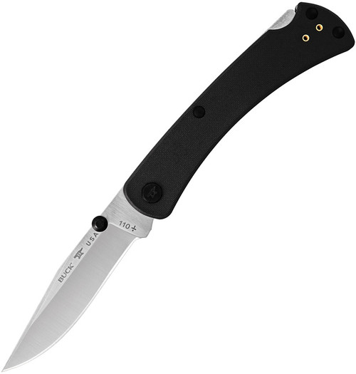 Buck 110 Slim Pro TRX Folding Hunter - 3.75" S30V Plain Blade, Black G10 Handles, Cerakote Deep Carry Pocket Clip