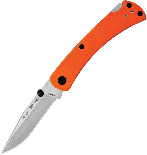 Buck 110 Slim Pro TRX Folding Hunter - 3.75" S30V Plain Blade, Orange G10 Handles, Cerakote Deep Carry Pocket Clip