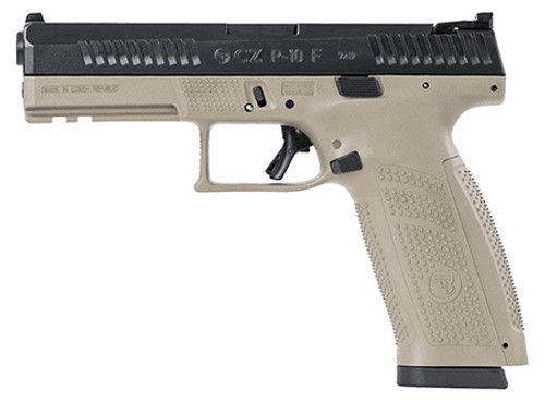 CZ-USA 89541 P-10 F 9mm Luger Caliber with 4.50" Barrel, 19+1 Capacity, Flat Dark Earth Finish Picatinny Rail & Reversible Mag Release Frame, Inside Railed Black Nitride Steel Slide & Interchangeable Backstrap Grip CZ-USA 89541 P-10 F 9mm Luger Caliber with 4.50" Barrel, 19+1 Capacity, Flat Dark Earth Finish Picatinny Rail & Reversible Mag Release Frame, Inside Railed Black Nitride Steel Slide & Interchangeable Backstrap Grip