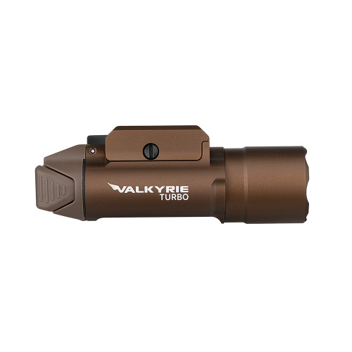 Olight Valkyrie Turbo LEP Weapon Light - 70,225 Candela, 530 Meter Beam Distance, Desert Tan Model Olight Valkyrie Turbo LEP Weapon Light - 70,225 Candela, 530 Meter Beam Distance, Desert Tan Model