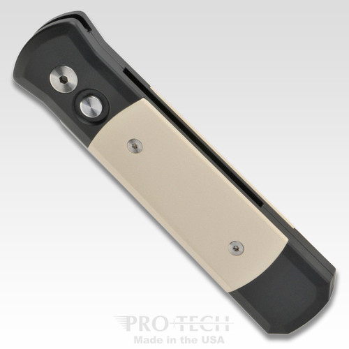 ProTech 751 Godson Tuxedo AUTO Folding Knife - 3.15" 154CM Blade, Black Aluminum Handles with Ivory Micarta Inlays ProTech 751 Godson Tuxedo AUTO Folding Knife - 3.15" 154CM Blade, Black Aluminum Handles with Ivory Micarta Inlays