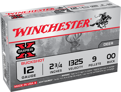 Winchester Ammo XB1200 Super X 12 Gauge 2.75" 9 Pellets 00 Buck Shot - 5 Shells per BoxCs