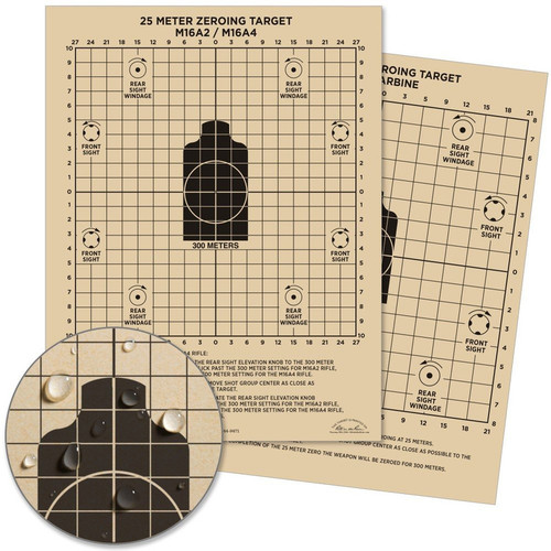 Rite in the Rain N°9125 25M ZEROING TARGET - M16A2, M16A4, M4 CARBINE, 100 pack -  RITR9125