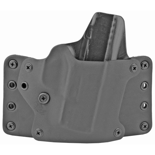 BlackPoint Tactical Leather Wing OWB Holster - Fits Springfield Hellcat, Right Hand, Black Kydex & Leather, with 1.75" Belt Loops, 15 Degree Cant